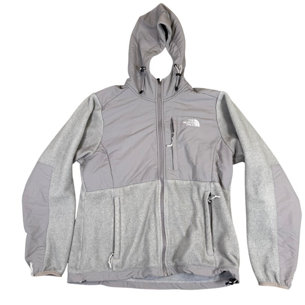 The North Face Grey Hybrid Fleece Hooded Jacket Full Zip Womens Medium